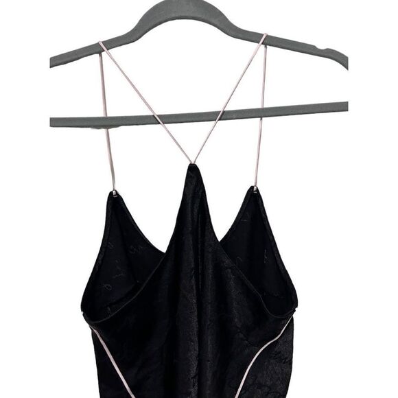 Victoria's Secret Black Two Piece Satin Camisole Tunic Button Front Pajamas M - Picture 4 of 15